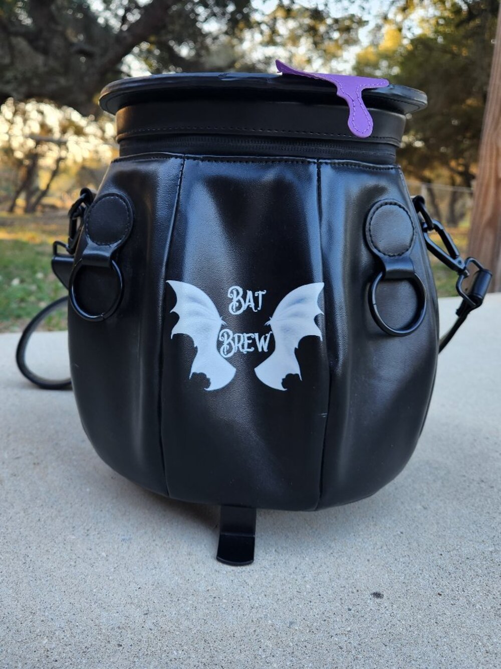 Monster Creations "Bat Brew" Witches Cauldron Crossbody Bag | Glow in Dark Lid